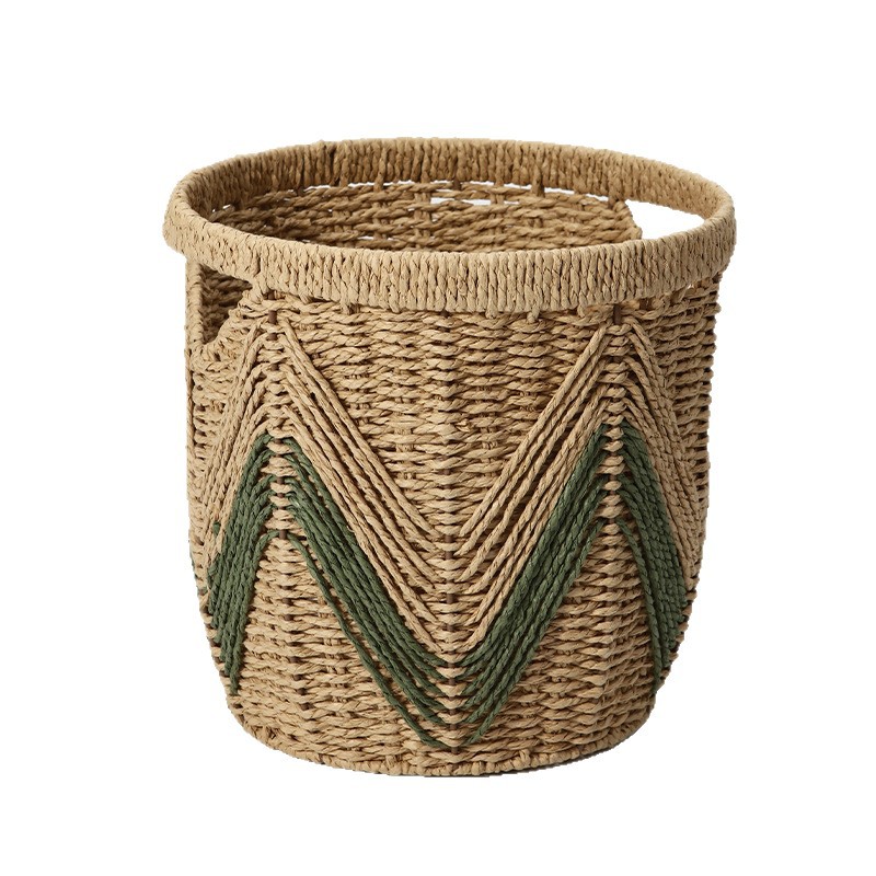 Cesta de almacenamiento de caña personalizada casera de tejido a mano canasta de almacenamiento decoración de la sala de estar limpieza de ropa sucia canasta de almacenamiento