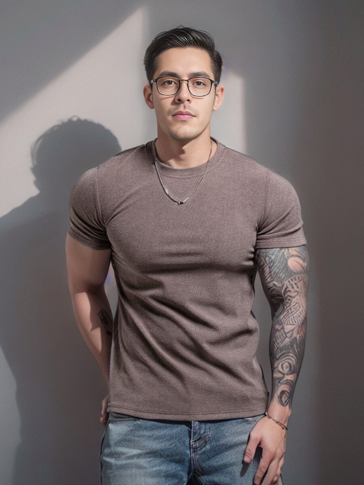 다크 브라운 둥근 목