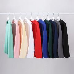 230g秋新疆精櫛棉重ポンド丸首純色長袖男tシャツゆるいシャツ代発