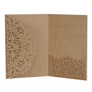 Cross-border Creative Kraft Paper Invitation Case Laser Engraving Holiday Greeting Card Wedding Hollow Cutting Paper-cut Invitation