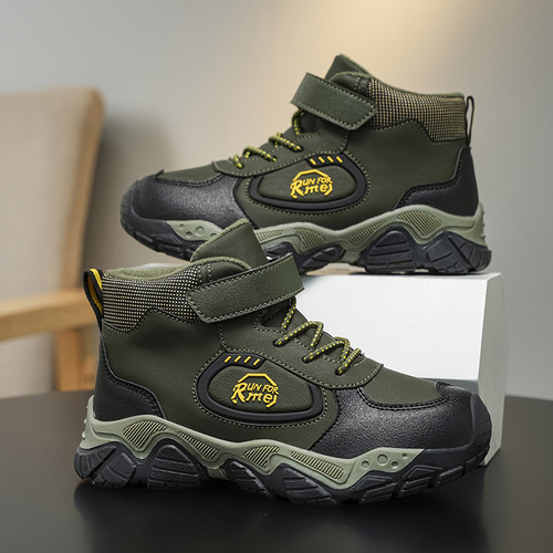 Children's Camouflage Snow Boots, Warm and Thick Youth and Teenager Large Cotton Boots, Middle School Student Hiking and Mountaineering Shoes