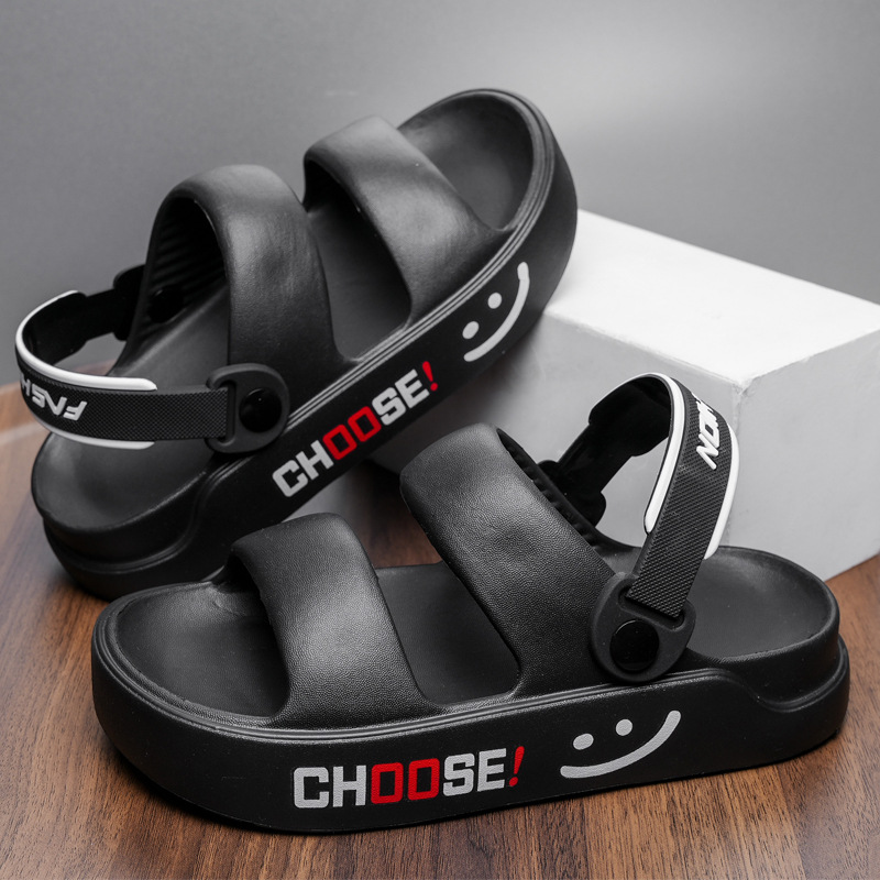 Smiley estampado casual al aire libre plataforma pareja chanclas transfronterizas nuevas sandalias y zapatillas de verano para hombres y mujeres