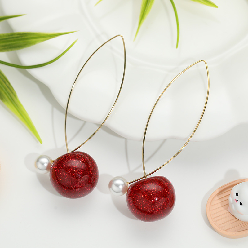 Aretes de cereza roja para mujer – colgante exquisito, fruta de imitación versátil, nuevo estilo