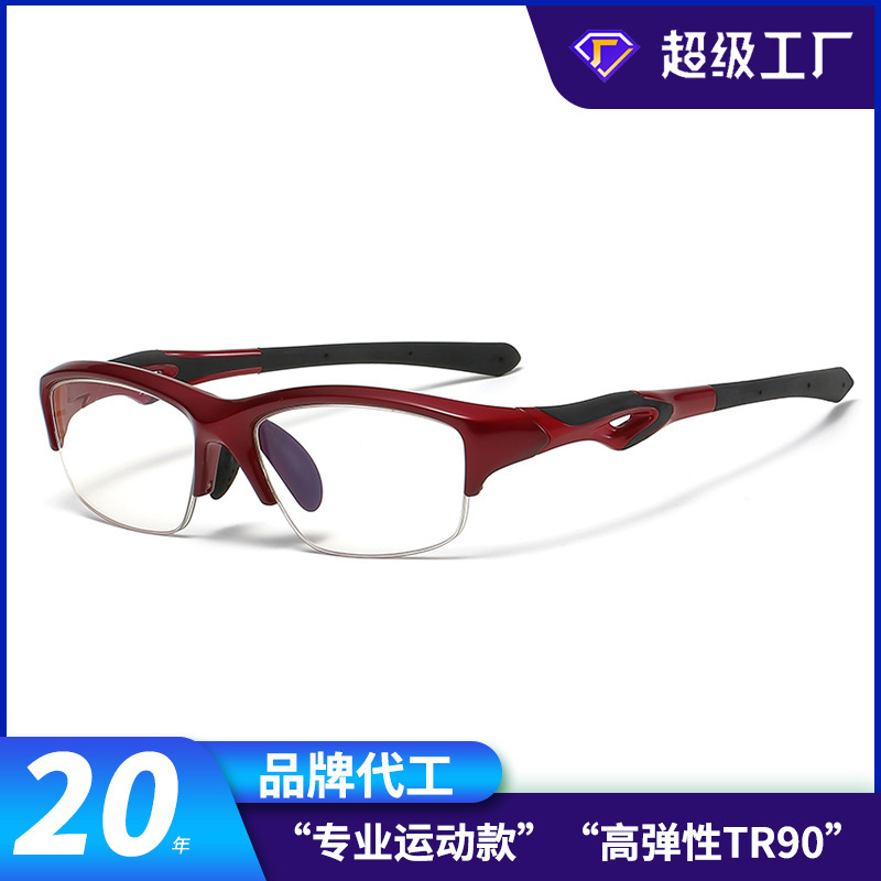 新型スポーツフレームメガネ男半枠tr90光学メガネ女性ファッションファッションファッション欧米シリカゲル鼻托鏡フレーム|undefined