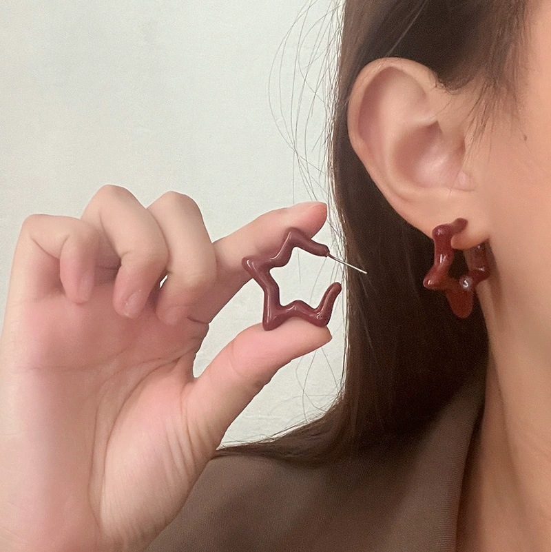 Серьги, бордовые ретро эмаль, новая коллекция, премиум