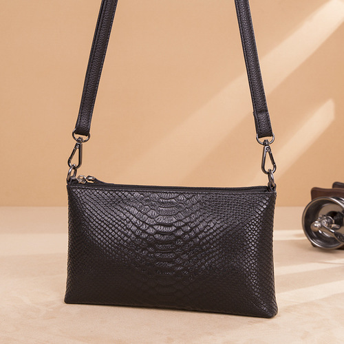 Genuine leather crossbody bag for women 2024 new fashion crocodile pattern cowhide shoulder bag versatile simple clutch bag small bag