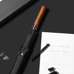 Men's High-end Wooden Handle Umbrella Long Handle Umbrella Straight Umbrella Advertising Umbrella Business Umbrella Golf Gift Umbrella Sunny and Rain Dual-use
