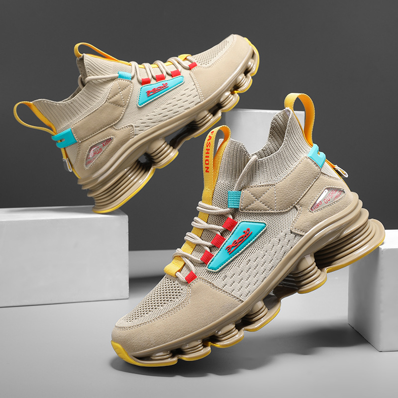 46 Cross-Border Large Size Summer New Thick-Soled Blade Sports and Leisure Running Shoes Men's Fly-Knit Breathable Travel Shoes