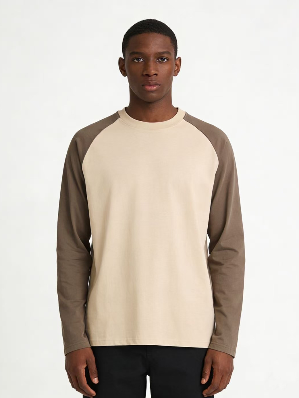 Men's Colour Block Raglan Long Sleeve T-shirt Loose Fit Casual_voghion.com