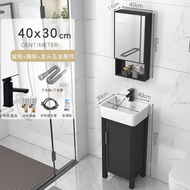 Gabinete de piso de 40x30cm + grifo de agua + gabinete de espejo