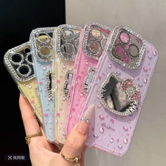 ins风立体kt镜子纯色适用iPhone16苹果15ProMax/14手机壳13闪钻15