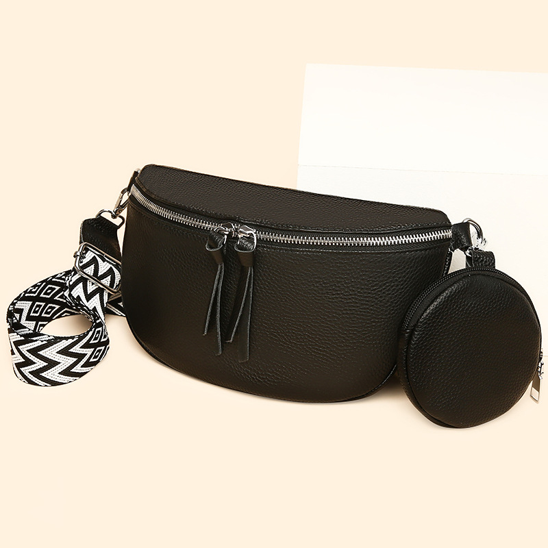 Cross-Border Genuine Leather Women's Bag Wholesale New Trendy Fashion Waist Bag European and American Retro Single Shoulder Crossbody Bag First Layer Cowhide Chest Bag
