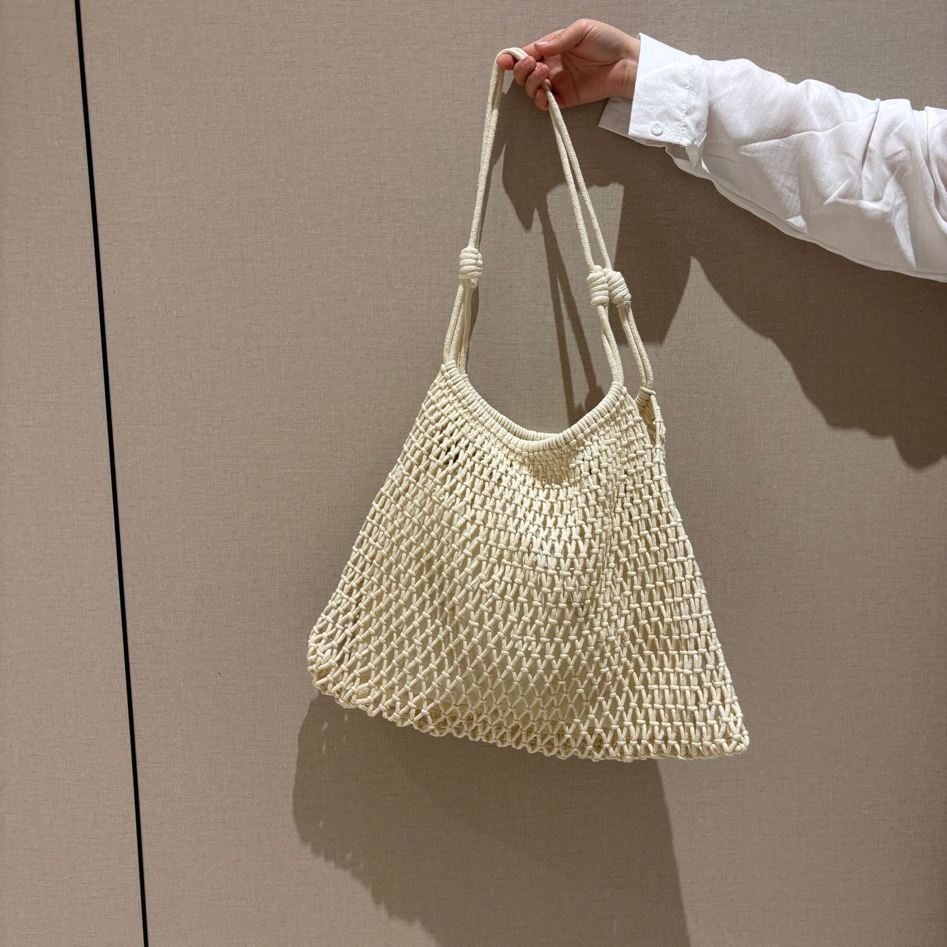 New Trendy Large-Capacity Beach Vacation Woven Bag Casual Shoulder Tote Bag with Inner Bag Hollow Straw Woven Women's Bag