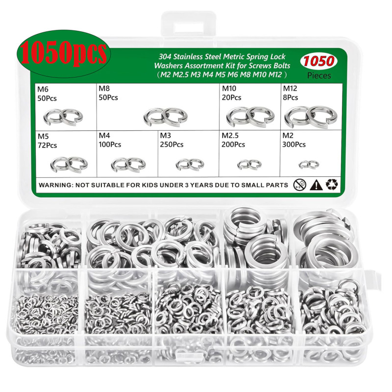 600pcs1050pcs304 ステンレス鋼弾性ワッシャーセット M2M3M4M5M6M8M10M12 スプリングワッシャー|undefined
