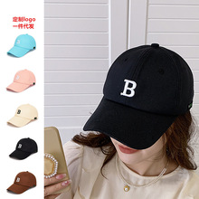 韓版ins潮字母B標帽子男女同款刺綉棒球帽街頭顯臉小百搭鴨舌帽
