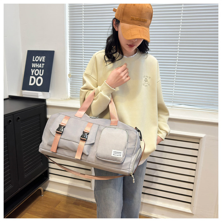 Travel bag Premium sense women's large-capacity sports bag Fitness bag Luggage bag Water-proof shoulder bag_voghion.com