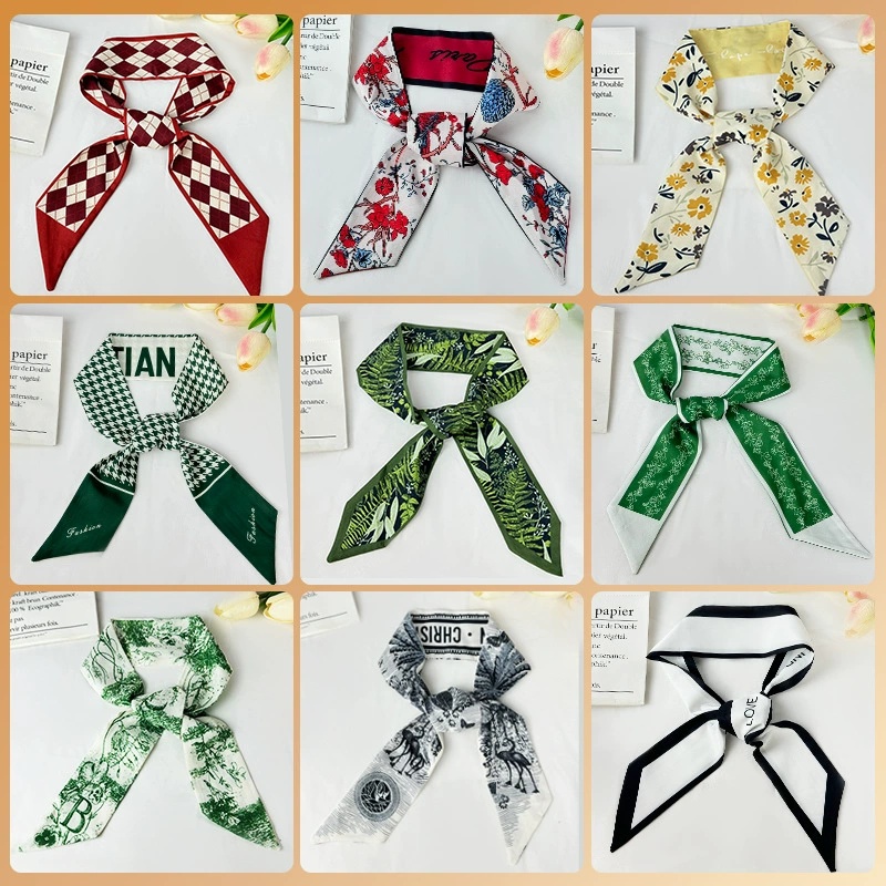 Новинка 2024 года, декоративный шелковый шарф, длинный шелковый шарф, женский весенне-летний декор, маленький свежий шелковый шарф с галстуком на руку, сувенир