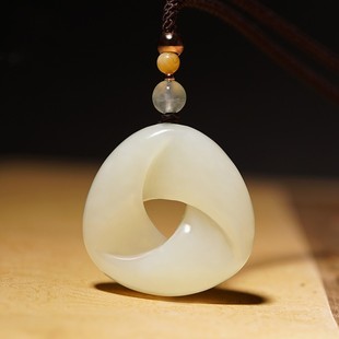 Hetian Jade Peak Turn Pendant Men's and Women's Time to Run Safe Buckle Jade Pendant Transporter Jade Pendant Jewelry Necklace