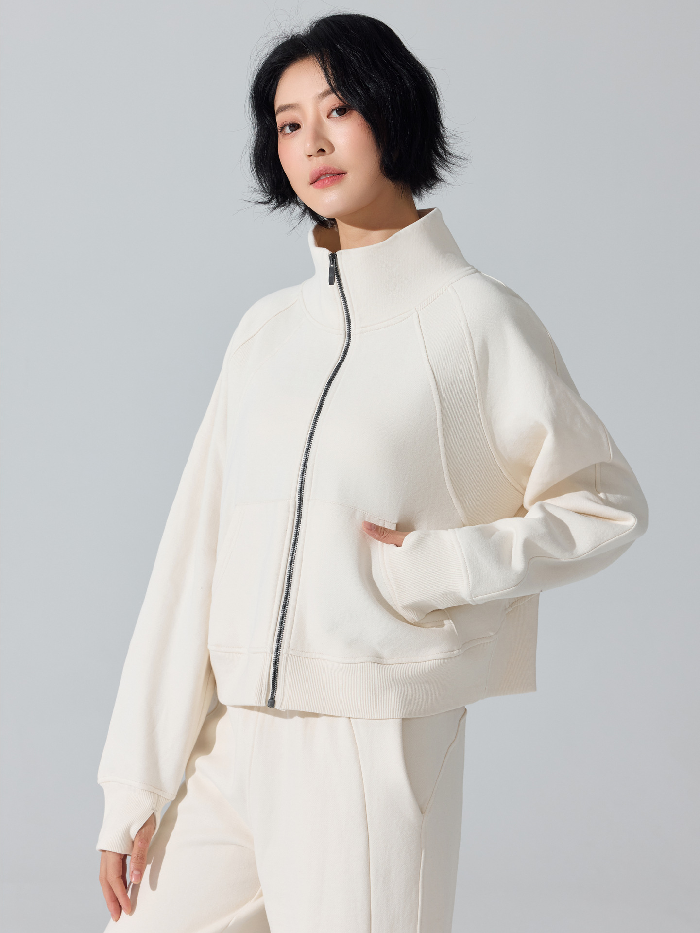 Europa y Estados Unidos sueltos transfronterizos jersey deportivo de cuello de pie abrigo de moda otoño y invierno abrigo mujer image 5