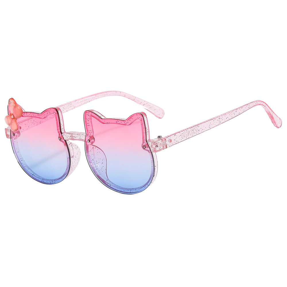 New Two Ears Kids Sunglasses Color Bow Shiny Sunglasses Boys and Girls Fashion Selfie Glasses