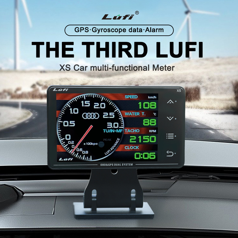 LUFI instrumento modificado para coche XS tercera generación OBD + GPS medidor LCD multifunción turbina temperatura del aceite valor G giroscopio