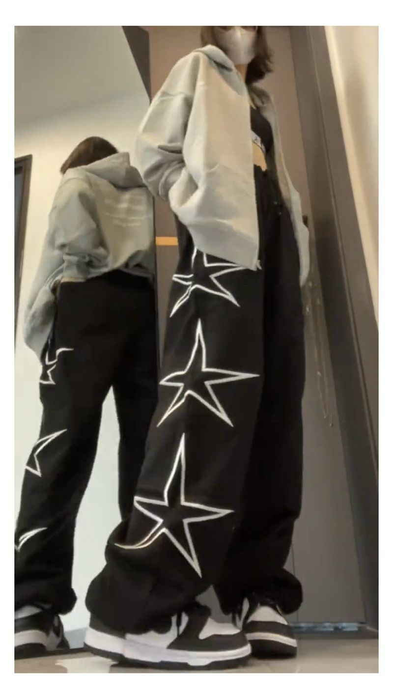 Title 5, Kadın Yıldız İşlemeli Geniş Paça Pantolon, şık ...