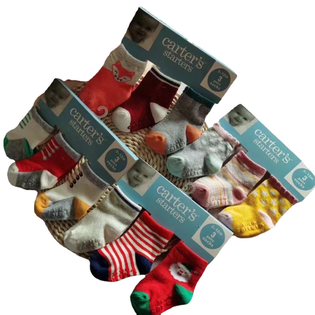 Carters Four Seasons Calcetines para bebés Calcetines de algodón Calcetines para pisos Calcetines para niños Calcetines de algodón de tubo medio para estudiantes masculinos y femeninos