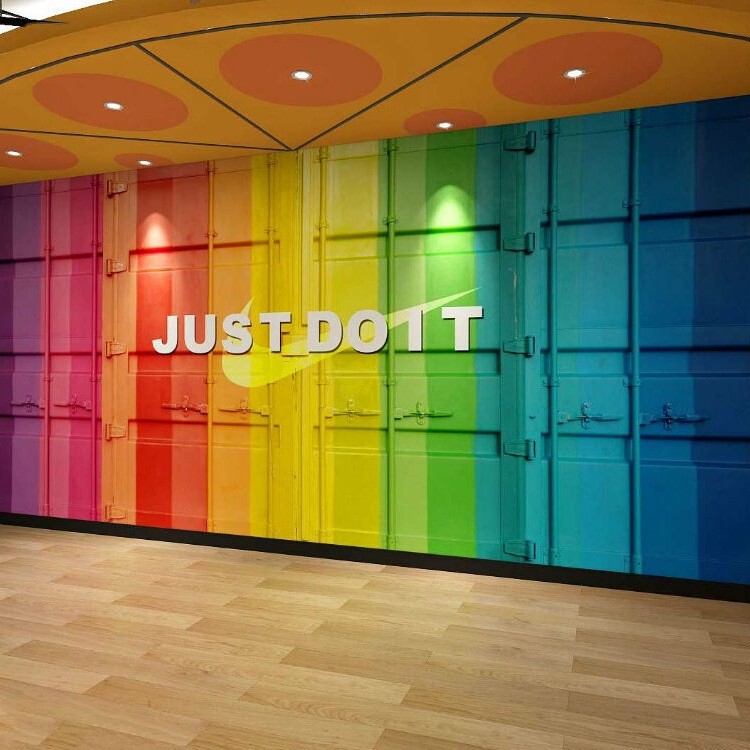 Rainbow Milk Tea Nail Art Clothing Store Background Wall Wallpaper Ins Colorful Gradient Container Internet Celebrity Photo Wallpaper