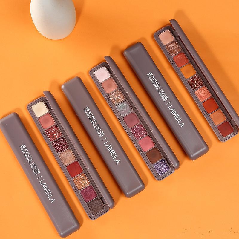 拉美拉同款九色指尖閃粉鍵盤眼影 珠光啞光防水持久立體3600