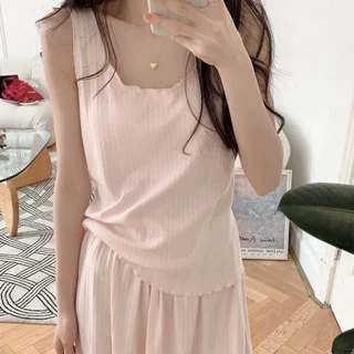 韩国ins睡衣女韩版新款夏季三色背心带胸垫家居服休闲短裤套装女
