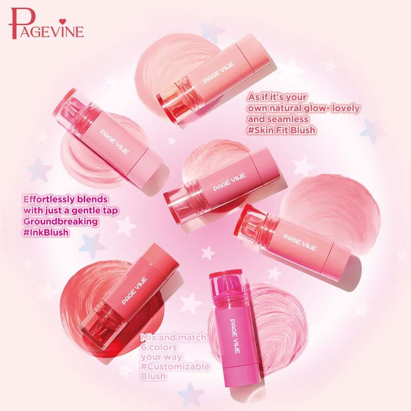 Cross-border PAGE VINE Liquid Blush Brilliant White Carmine Lipstick Mat Multifunctional Eye Shadow Pink