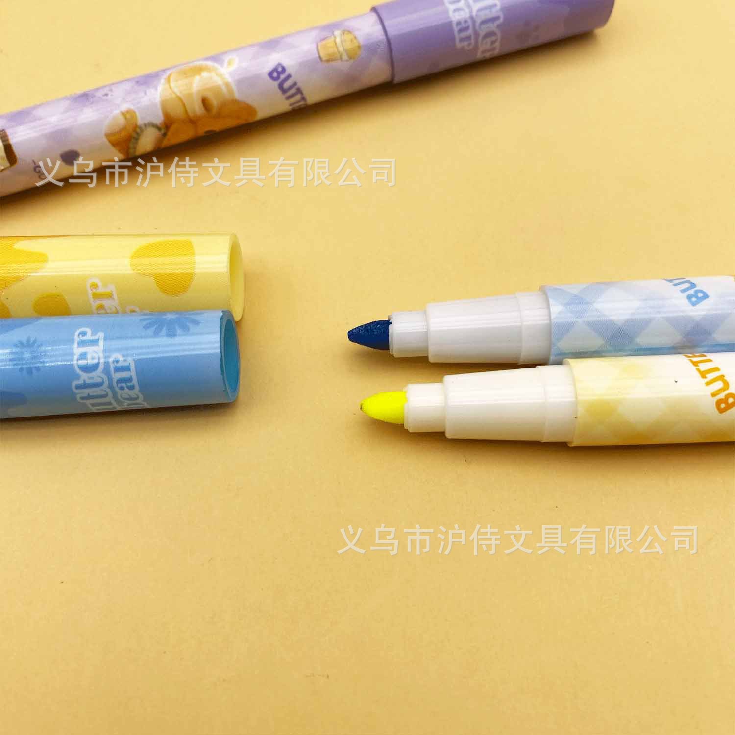 Nuevo oso de mantequilla de dibujos animados lindos bolígrafo de cuentas de mano de color para estudiantes marcadores de puntos clave de protección de ojos