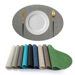 European-style dining mat, PVC-covered, for hotel and restaurant use—vertical-striped, non-slip, heat-resistant Western-style placemat in an oval shape, perfect for teak coffee tables.