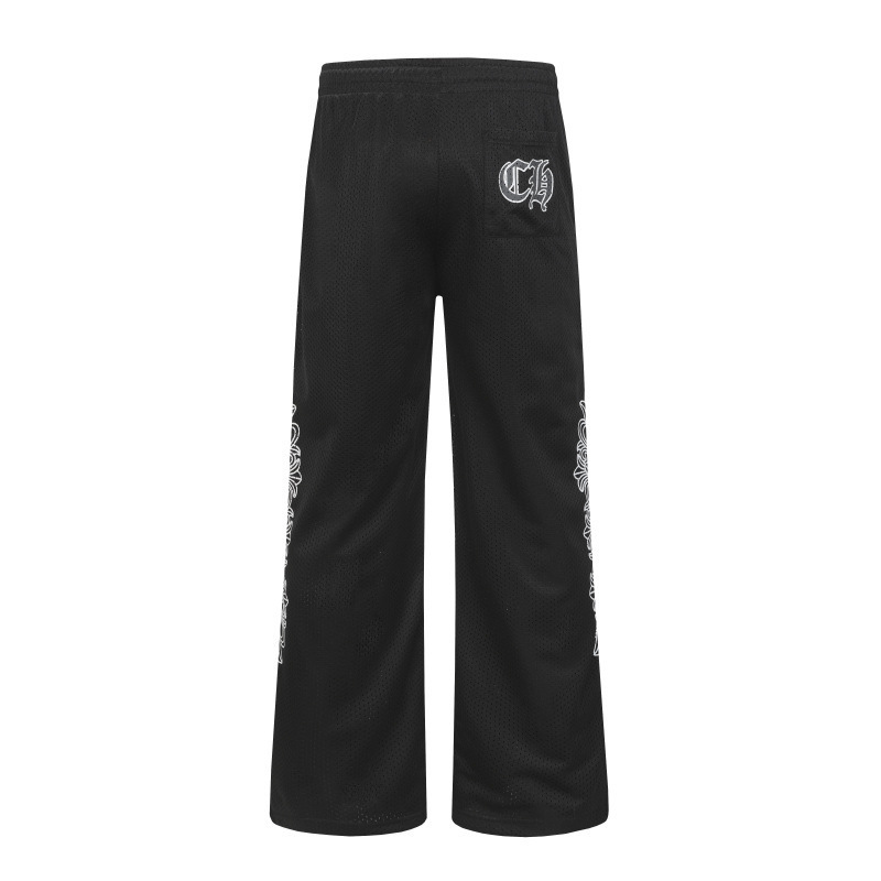 高版本SS25新款跨境CH克罗网眼花臂十字架印花冰球服宽口长裤|undefined