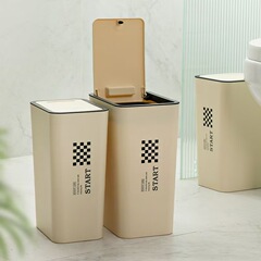新款奶油白夹缝垃圾桶家用卫生间厕所客厅厨房带盖垃圾筒方形纸篓