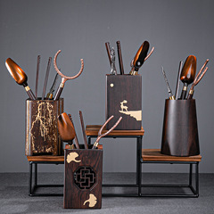 【生產廠家】黑檀木茶道六君子 茶具配件茶夾茶勺功夫茶具可定製