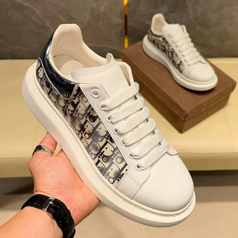 Клетчатые белые туфли, мужские осенние новые модные кожаные дышащие кроссовки, 2023, модная универсальная повседневная обувь на толстой подошве