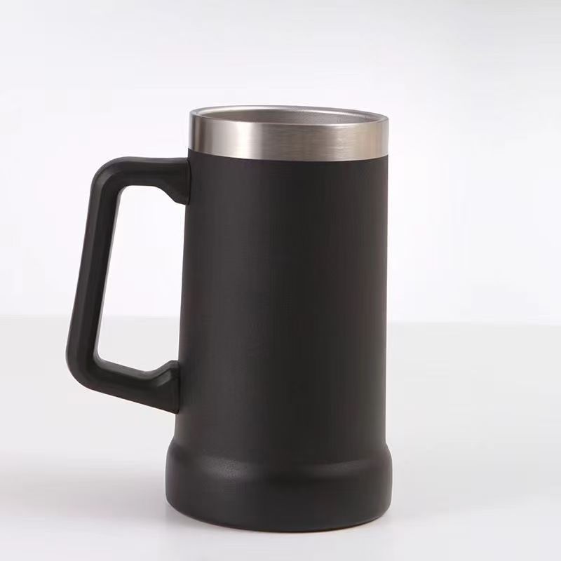 Insulated Stainless Steel Beer Mug With Handle, Large Capacity_voghion.com