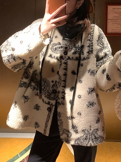 暖冬甜豆 ~ 多色の毛茸感の子羊の毛の厚いコートの女性の冬の短いタイプの甘いぬいぐるみの上着|undefined