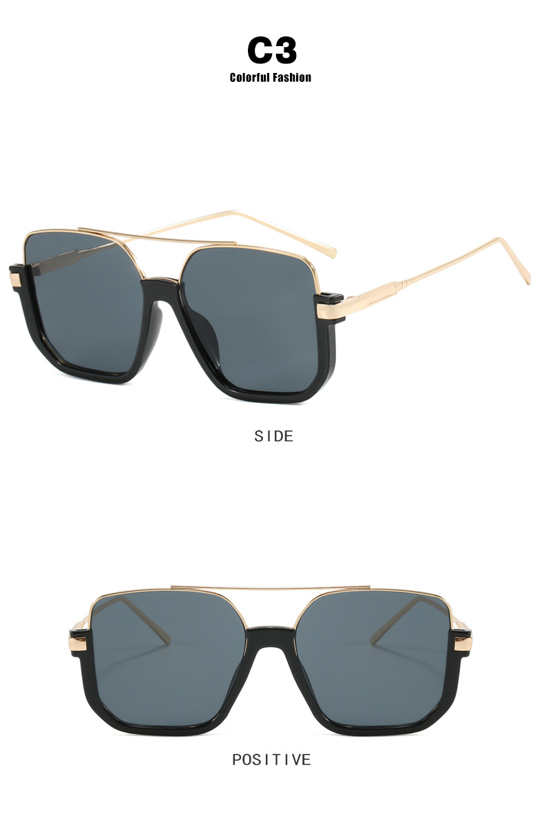 Design sunglasses female square big face thin light color piece plain face artifact advanced sense of men's sunglasses_voghion.com