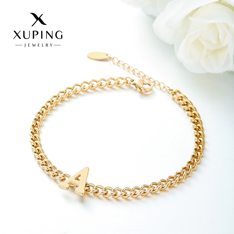 Xuping Europa y los Estados Unidos acero inoxidable transfronterizo chapado 14k simple pulsera de letras de alta calidad estilo personalidad joyas de mano para mujeres