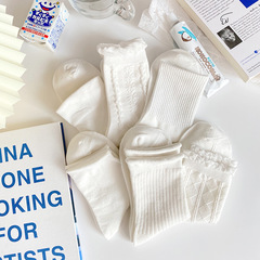 White Women's Crew Socks, Ins Trendy Japanese Style Cute JK Long Socks, Summer Thin Women's Socks, Lolita