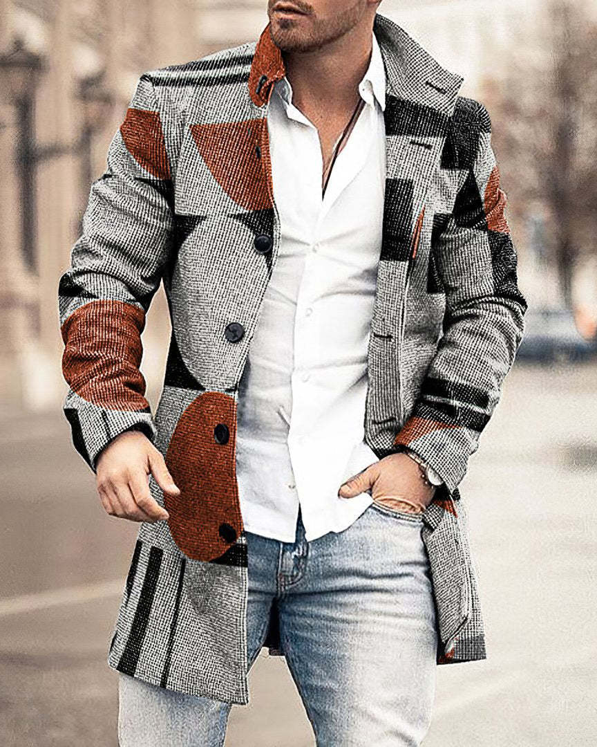 2024 europeo y americano de comercio exterior de otoño e invierno de los nuevos hombres de lana collar medio-longitud de la capa de bolsillo casual moda caliente