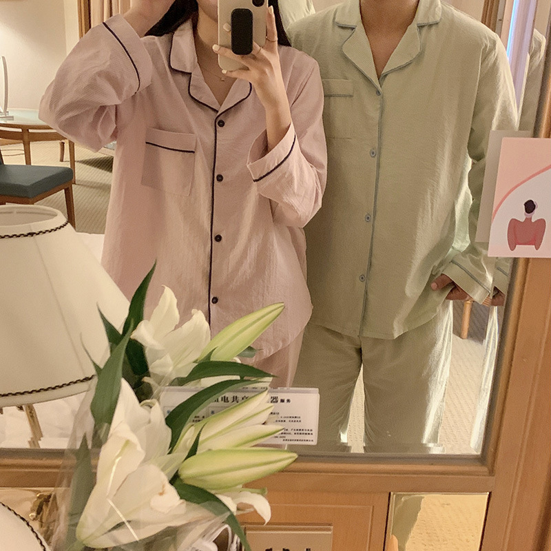 Product details_actual shot#New Product#Men's StyleComfortable and loose striped early autumn pajamas and home clothes set