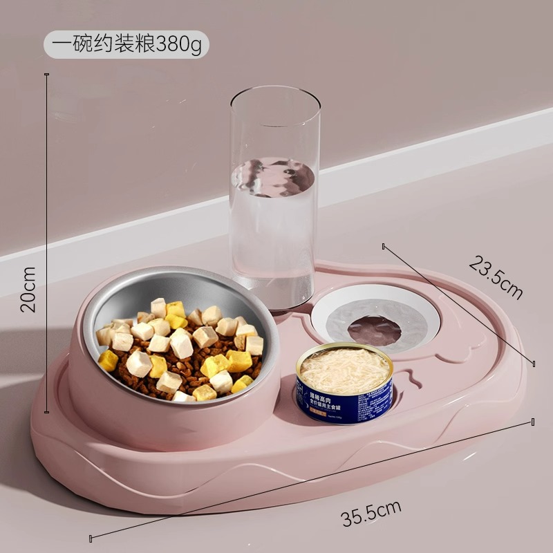 Transfronterizo nuevo pez pequeño estanque de loto gato tazón de acero inoxidable doble tazón de peluche perro tazón de fuente de alimentación para mascotas tazón de arroz suministros