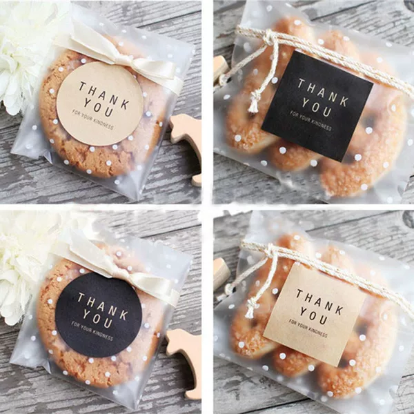 Thank You Round Square Thank You Self-Adhesive Sticker Baking Packaging Bag Biscuit Bag Decorative Sticker