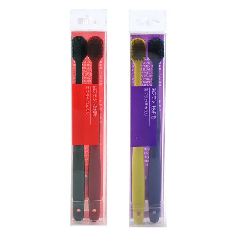 Чистые корейские зубные щетки для взрослых, 2 штуки в упаковке, с широкой головкой для домашнего использования, мягкая щетина из бамбукового угля, цвета макарон, оптом от производителя.