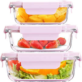 水果便当盒可蒸煮微波炉饭盒玻璃保鲜盒冰箱食品级午餐玻璃饭盒