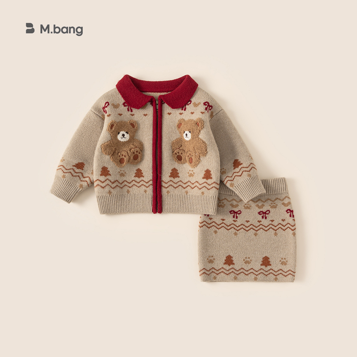 Children's Clothing Set for New Year: Toddler Sweater Jacket and Skirt Two-Piece Set for Girls, New Year Outfit