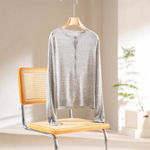 2025年春秋羊毛衬衫女天丝亚麻纽扣开衫轻薄可爱百搭通勤上衣毛衣